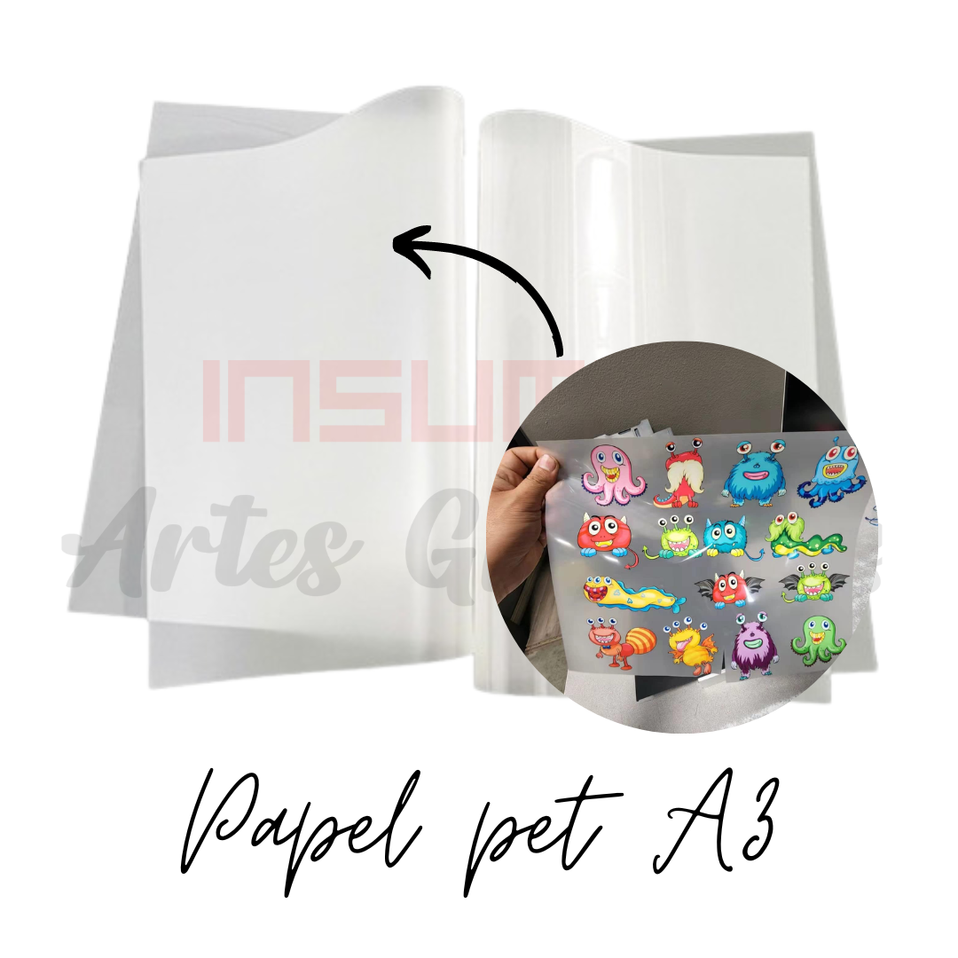 PAPEL PET DTF TAMAÑO A3 PAQUETE X 100
