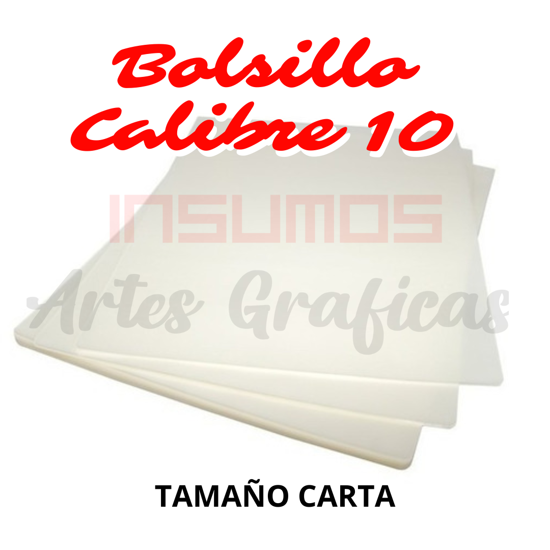 BOLSILLO CARTA DE LAMINADO CALIBRE 10 x 100 UND