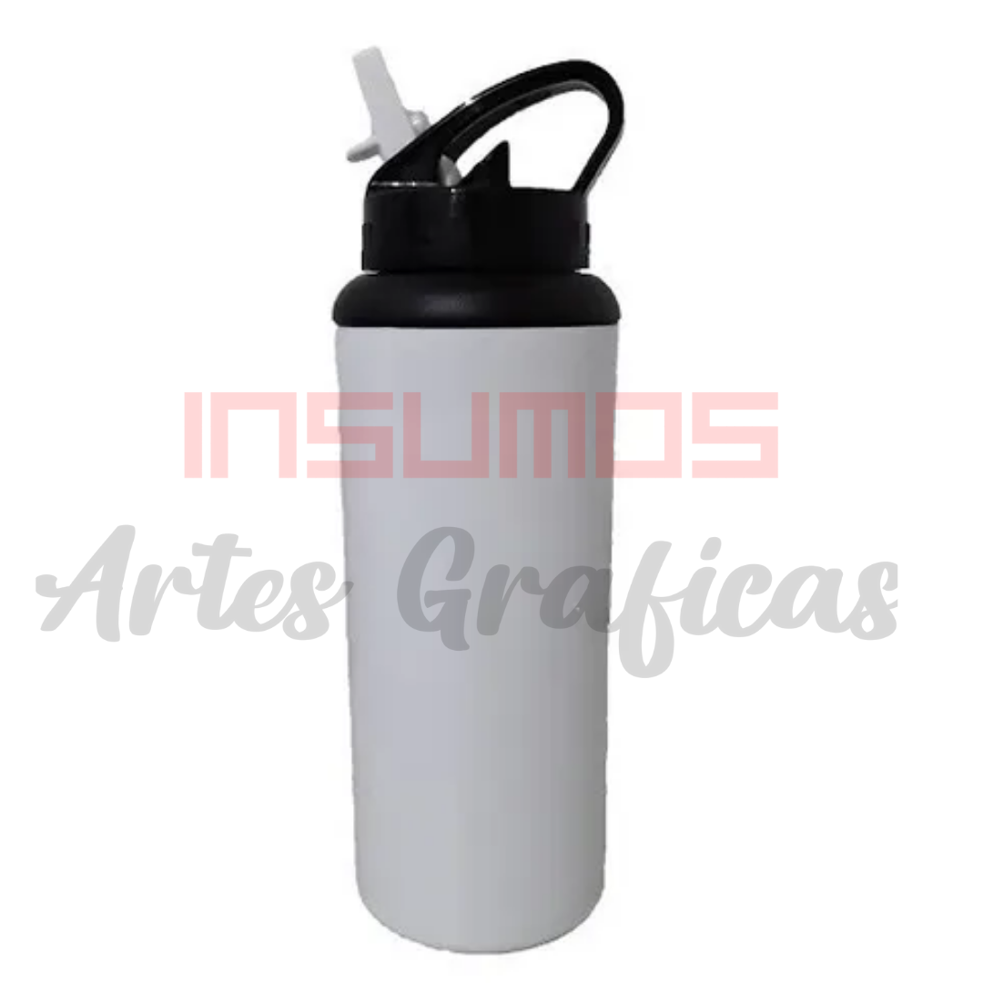 TERMO 600 ML SUBLIMAR TAPA NEGRA CON PITILLO