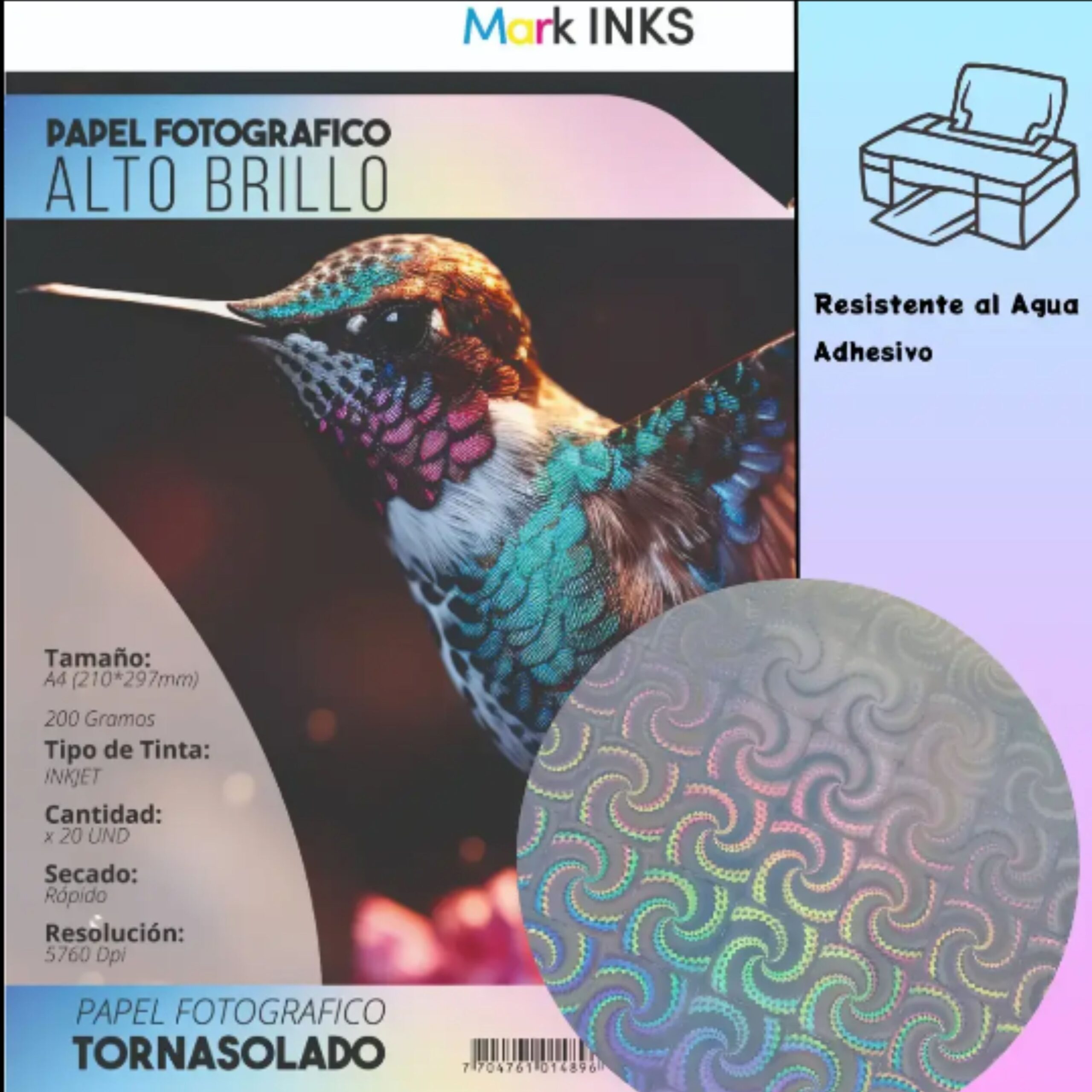 PAPEL FOTOGRAFICO ADHESIVO HOLOGRAMA*20 HOJAS