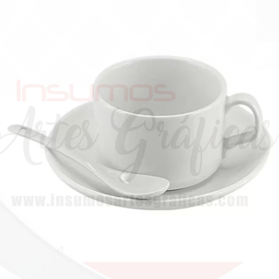 MUGS TINTERO, PLATO Y  CUCHARA